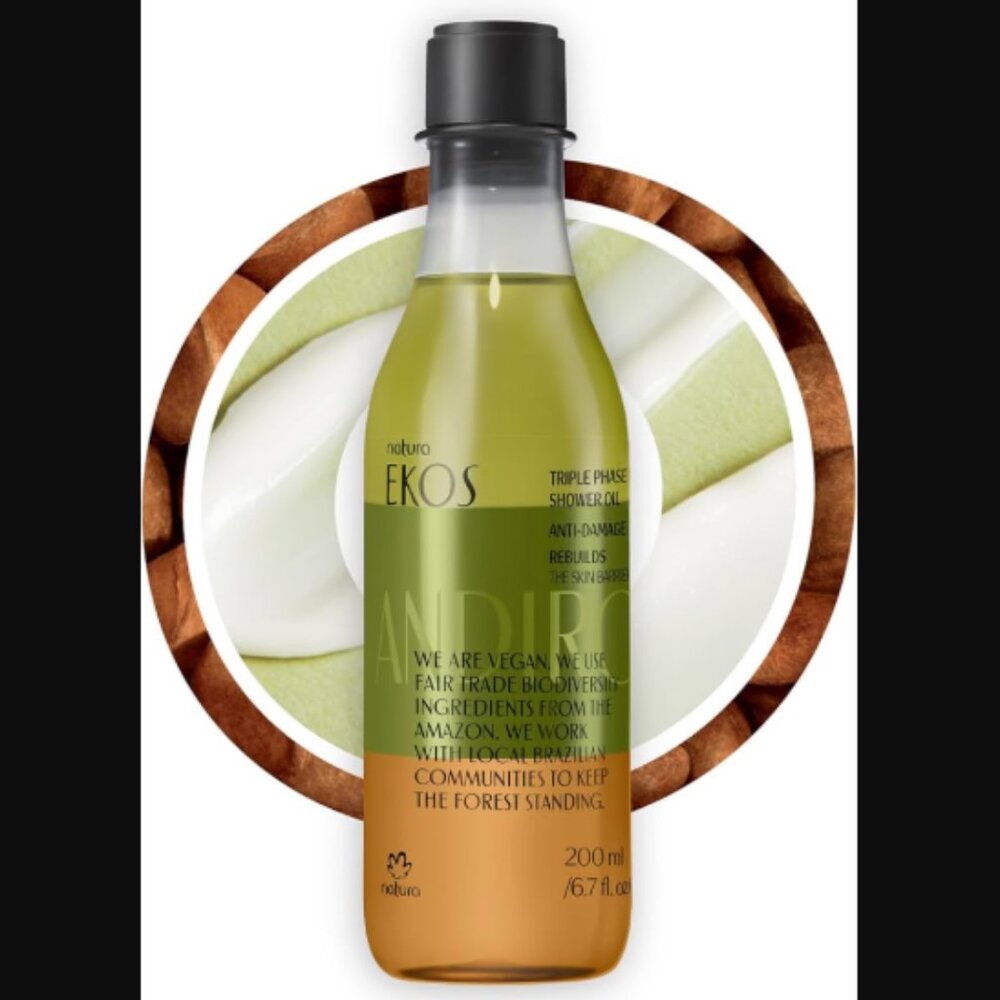 🙌 2/$55 NEW Natura Ekos Brasil Andiroba Triple Phase Shower Oil Full Sz 6.7 Oz
